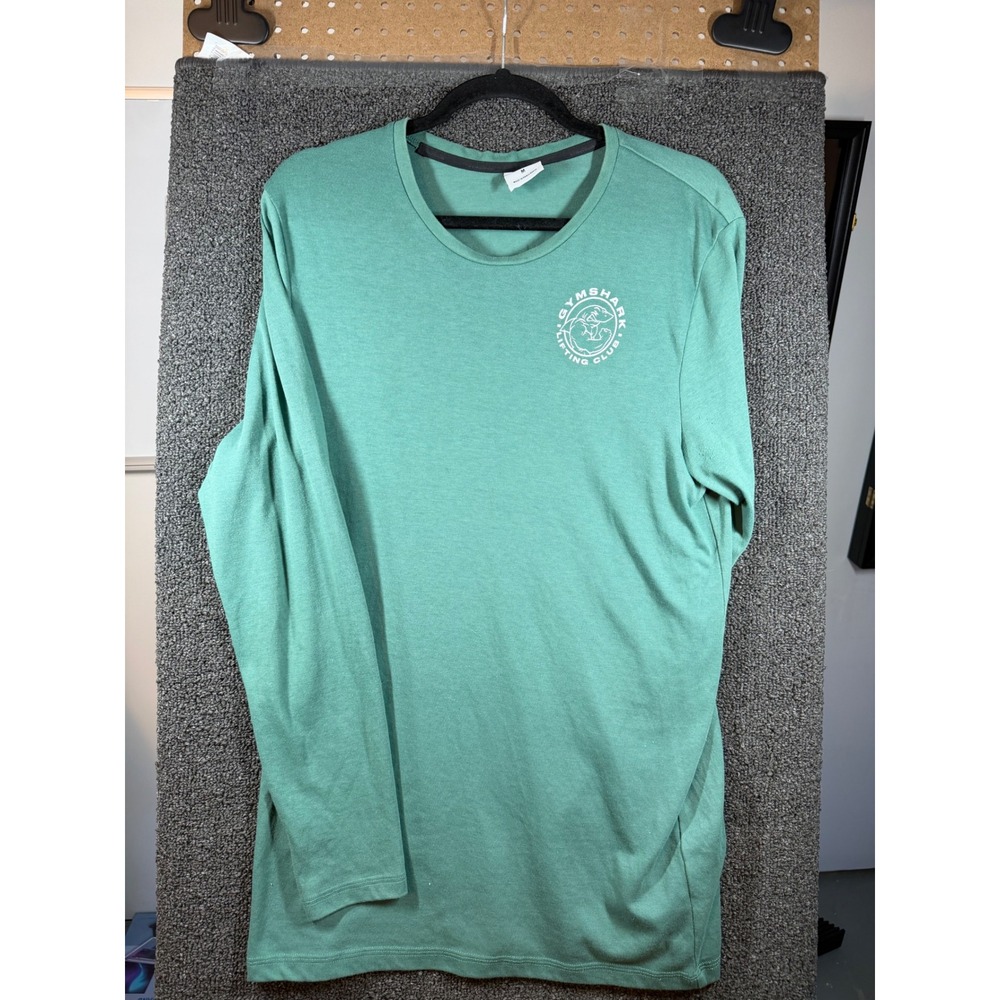 Gymshark Long Sleeve T-Shirt Mens Medium Green Lifting Club Graphic Tee